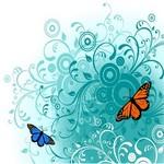Flowers and Butterfly Graphics Vector Art