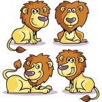 Cute Cartoon Animals, Lion 01