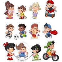 Different Cartoon Children Elements