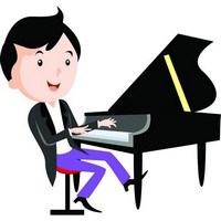 Children playing musical instruments – Piano