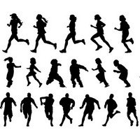 People running silhouette