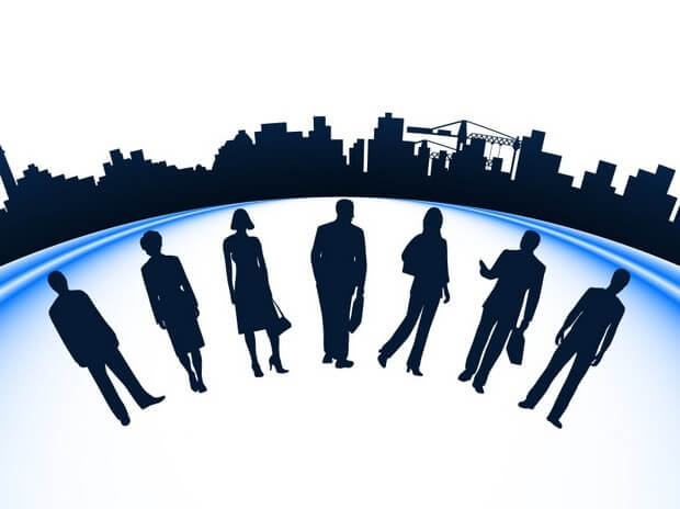 Business people and urban construction silhouette Vector Art