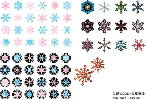 Various Snowflake Vector Art