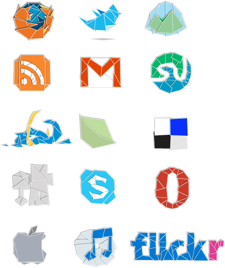 WEB 2.0 Origami Icons Set