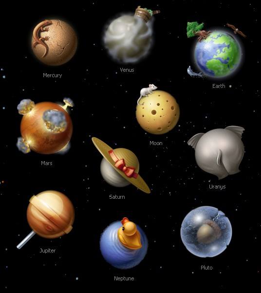 Solar System Icons 128x128 (10 PNG-ICO-BIN File)