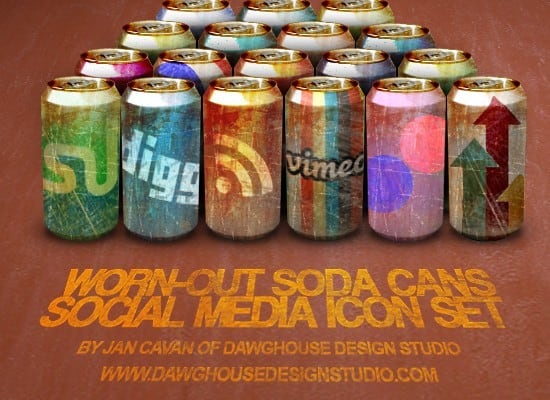 Worn-Out Soda Cans Social Media Icon Pack 200x200 [PNG-PSD Files]