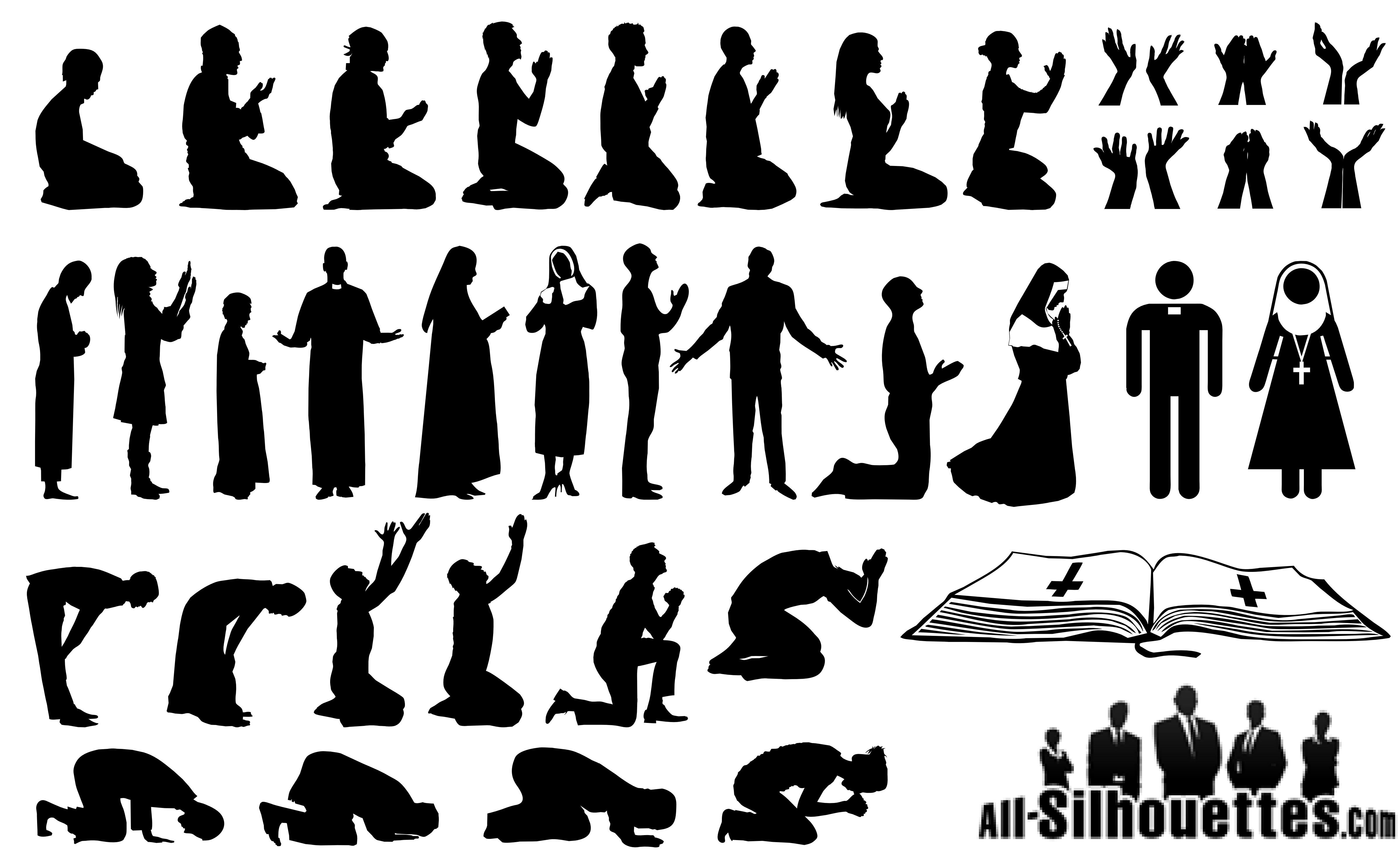 Praying Man and Woman Silhouettes png