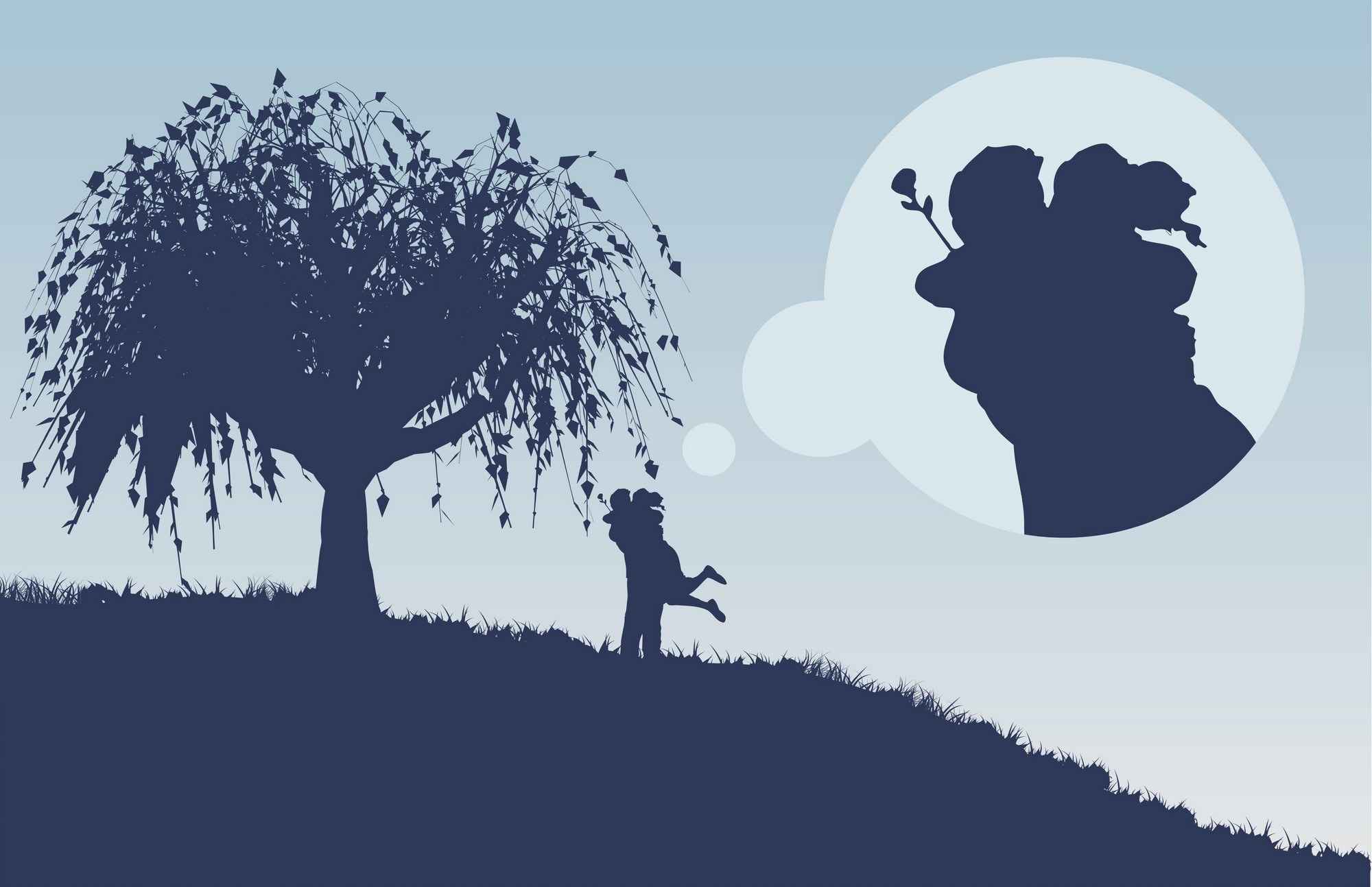 Large Tree Couple Silhouette png
