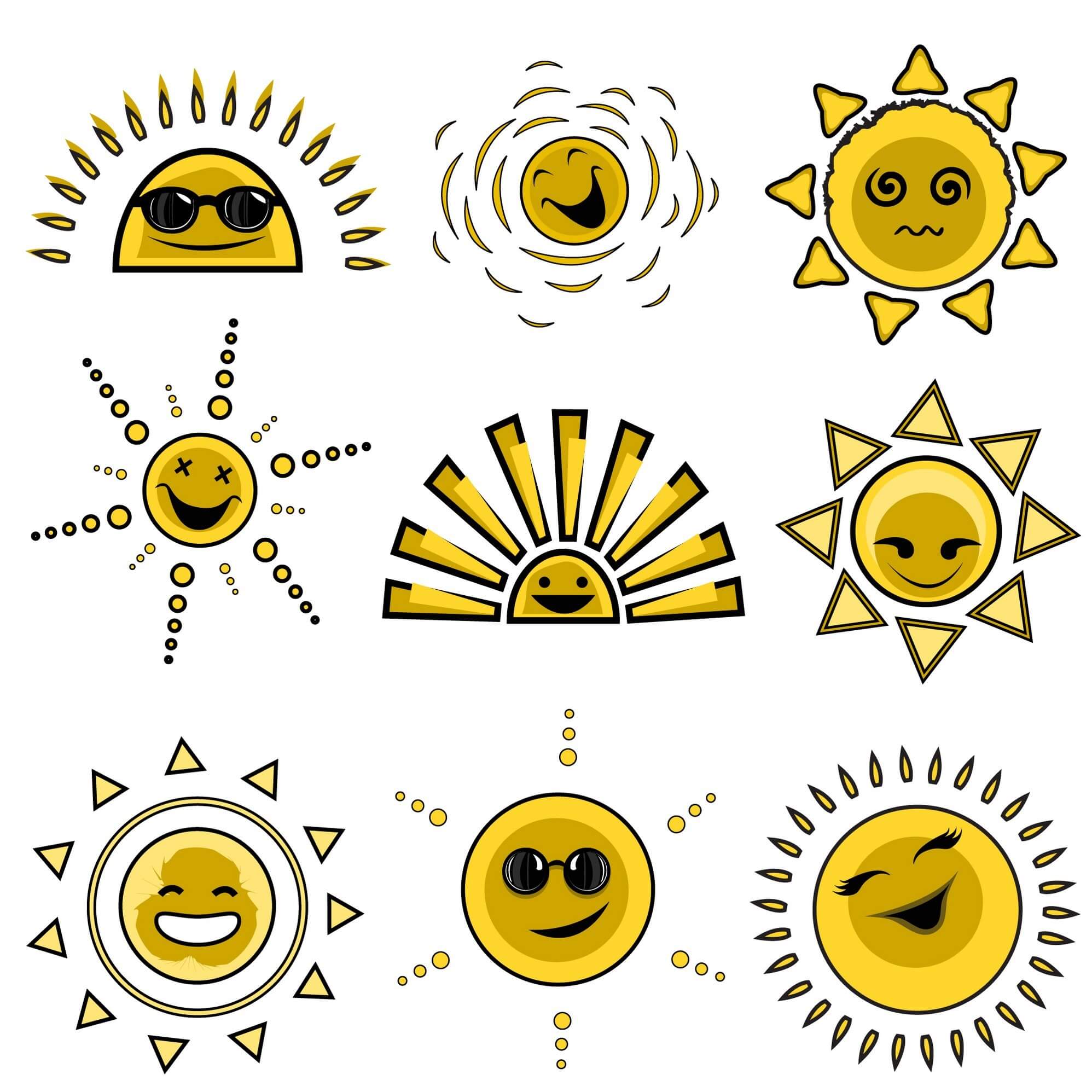 Cartoon sun avatar expression