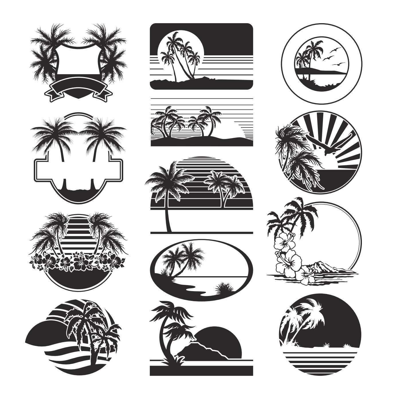 Party   Beach Silhouette Labels png