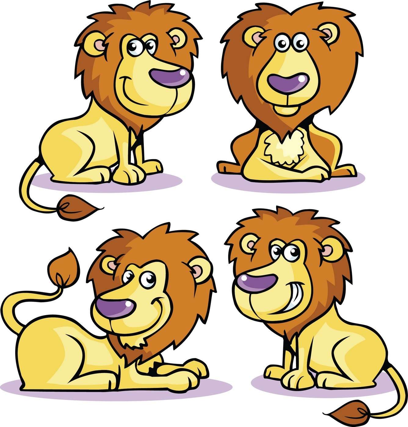 Cute Cartoon Animals, Lion 01
