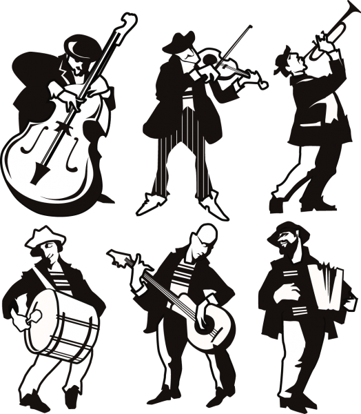 Different Musicians Silhouette png