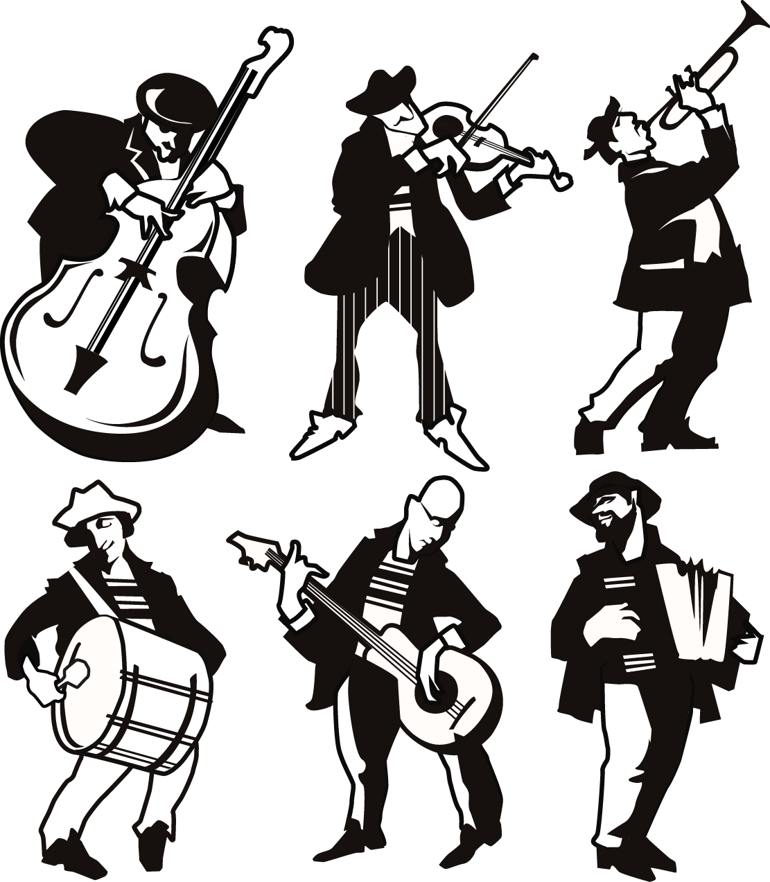 Different Musicians Silhouette