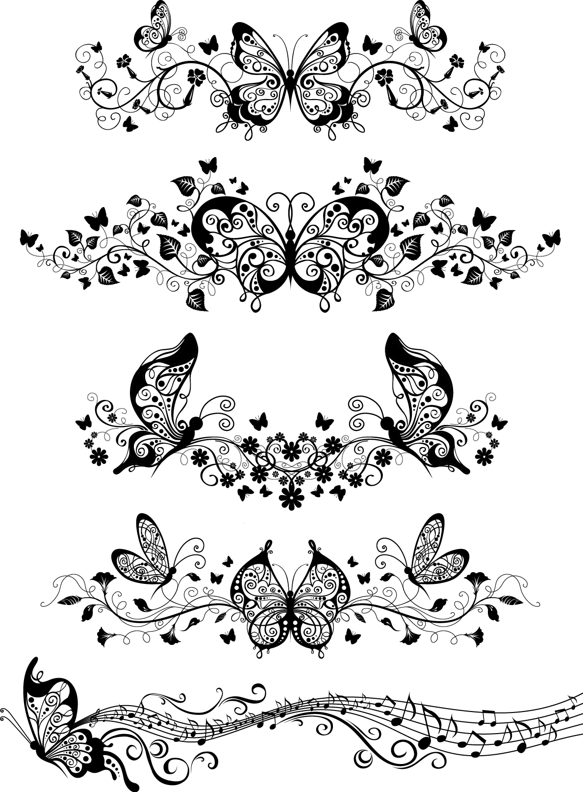 Floral with Butterflies Vector
