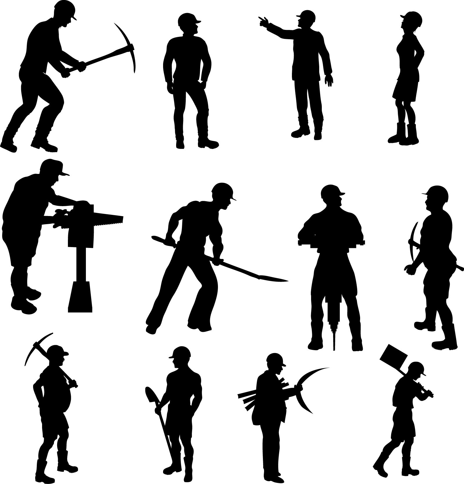 Workers Silhouettes Set 01