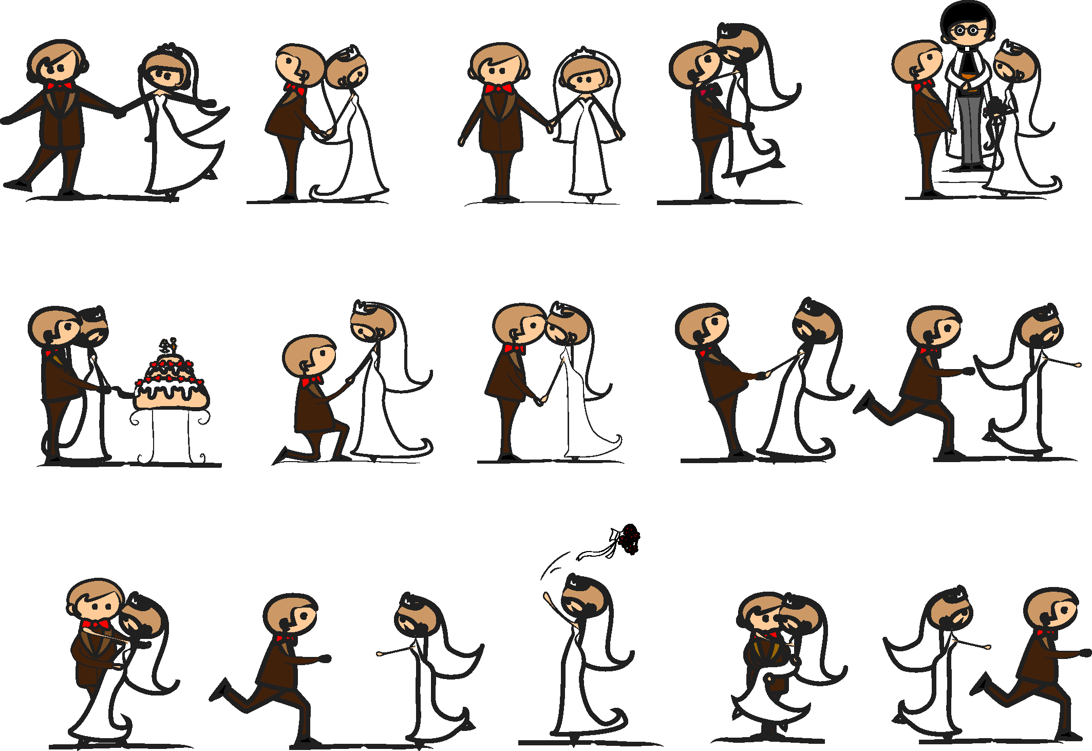 Cartoonstyle Wedding Elements