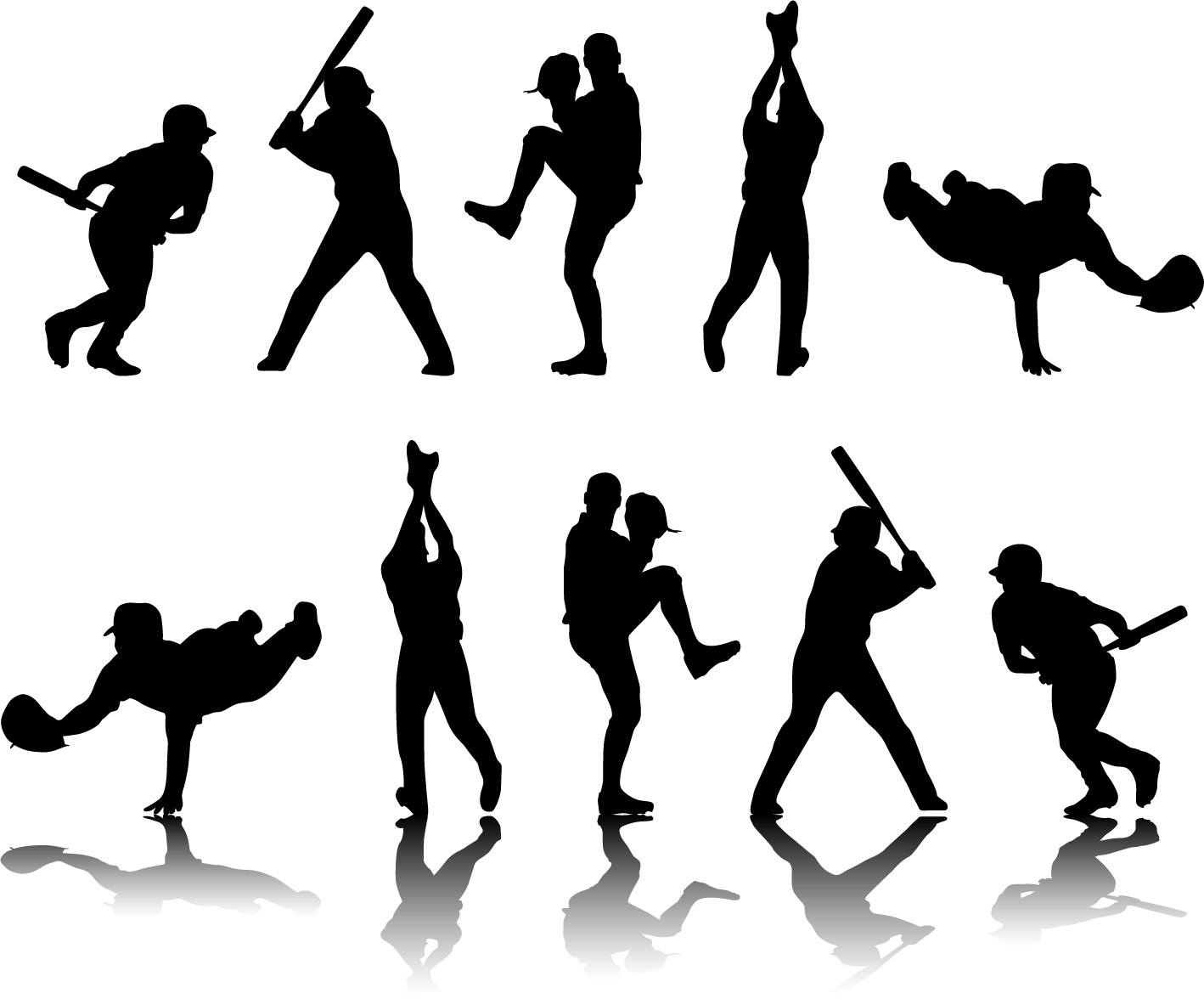 Playing baseball sports silhouette png