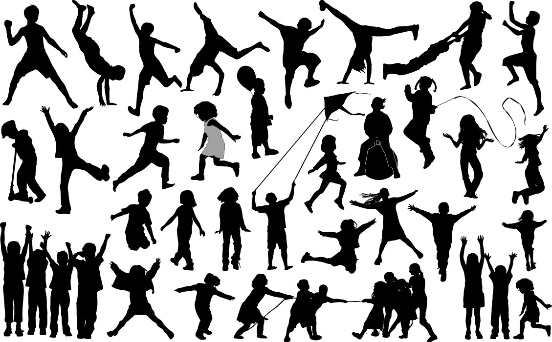 Children playing outdoor silhouette png