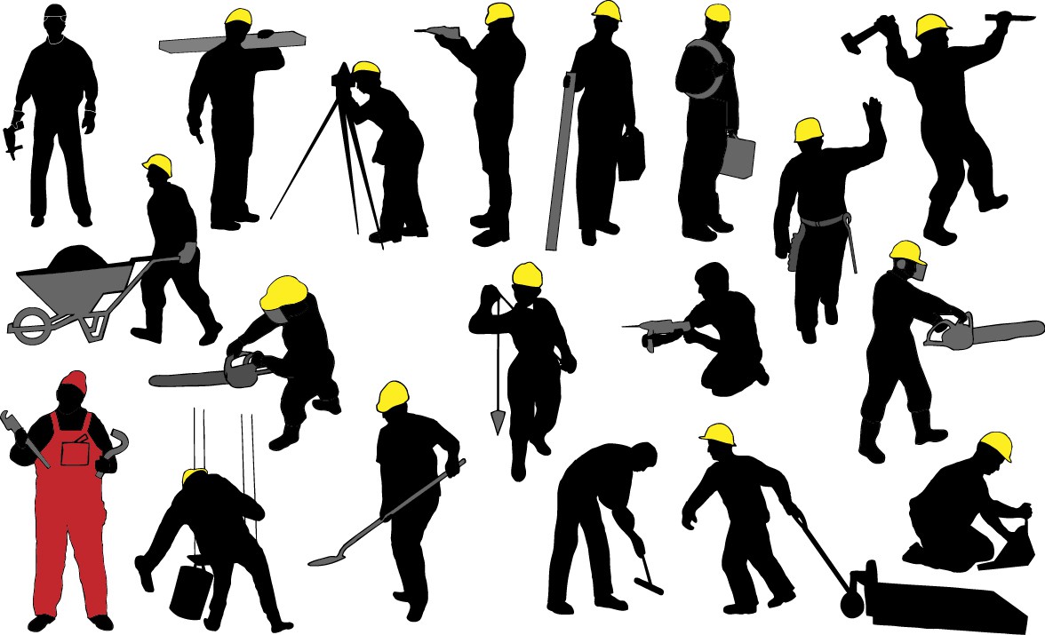 Construction worker silhouettes