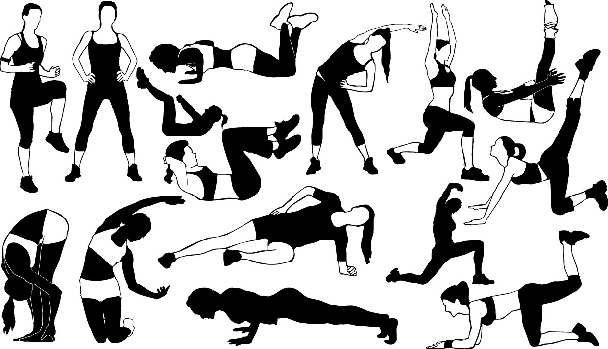 Fitness girl silhouettes