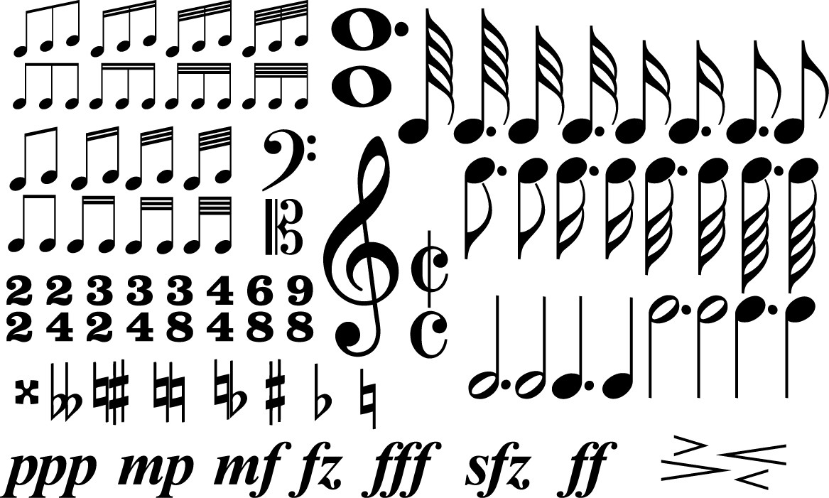 music symbols silhouettes