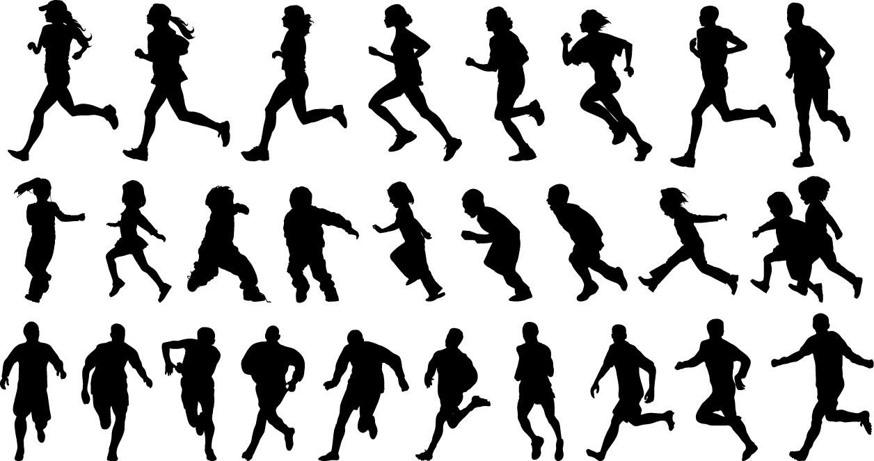 people running silhouette