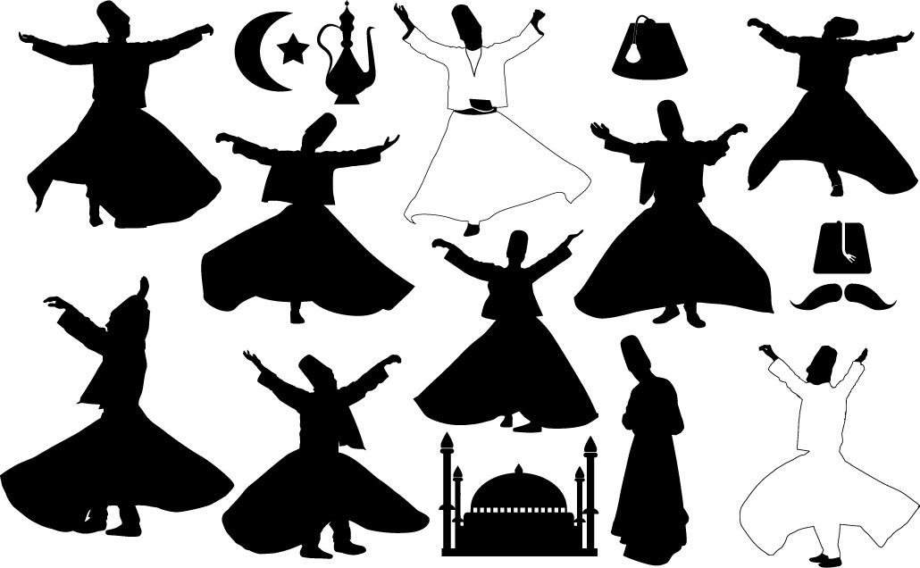 Turkey dancers silhouettes   Whirling png
