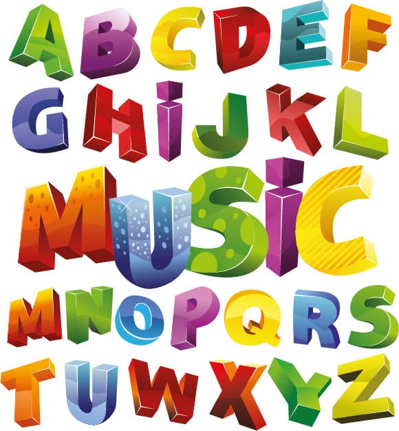 Colorful 3D Alphabet Vector Art